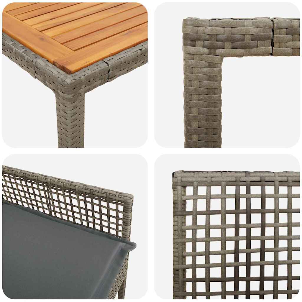 Garden Dining Set 3 pcs Grey Poly rattan