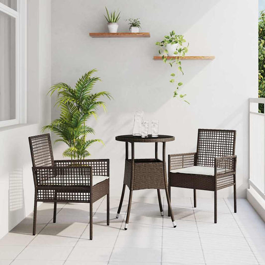 Garden Dining Set 3 pcs Brown Poly rattan