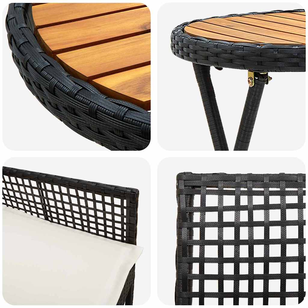Garden Bistro Set 3 pcs Black Poly rattan