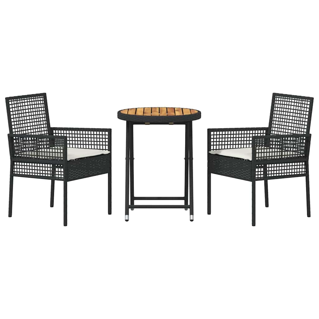 Garden Bistro Set 3 pcs Black Poly rattan