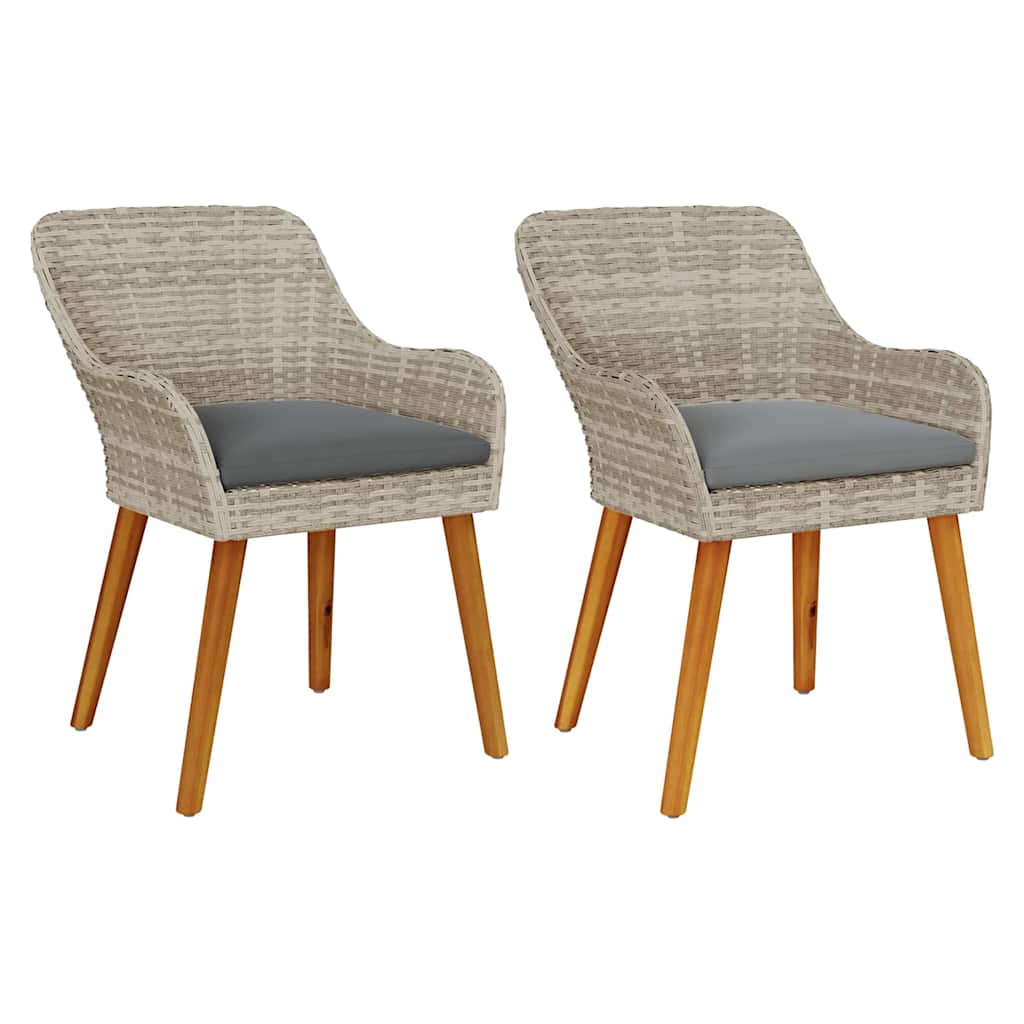 Garden Chair 2 pcs Light Grey 55 x 62.5 x 82cm Poly Rattan