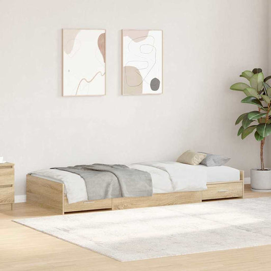 Storage Bed Frame Sonoma Oak 90 x 200 cm Engineered wood