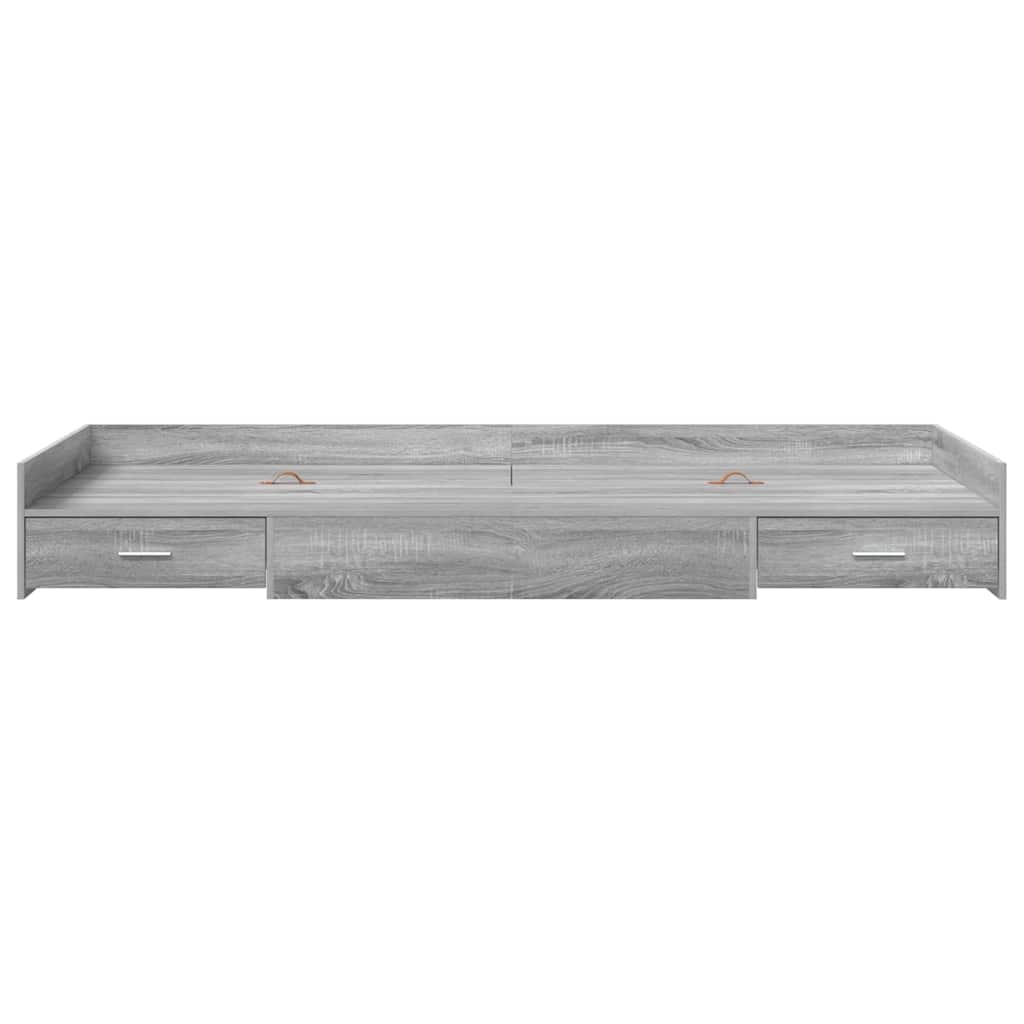 Storage Bed Frame Grey Sonoma 90 x 200 cm Engineered wood
