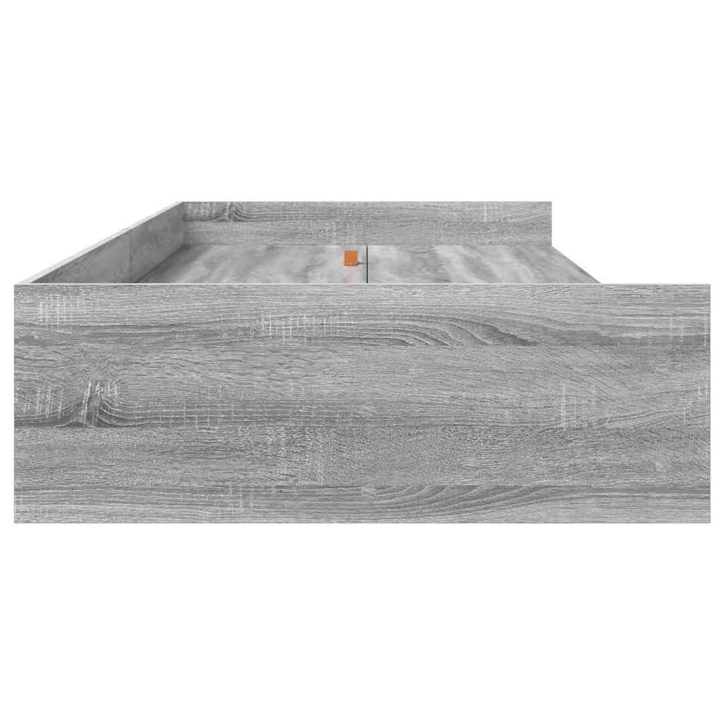 Storage Bed Frame Grey Sonoma 90 x 200 cm Engineered wood