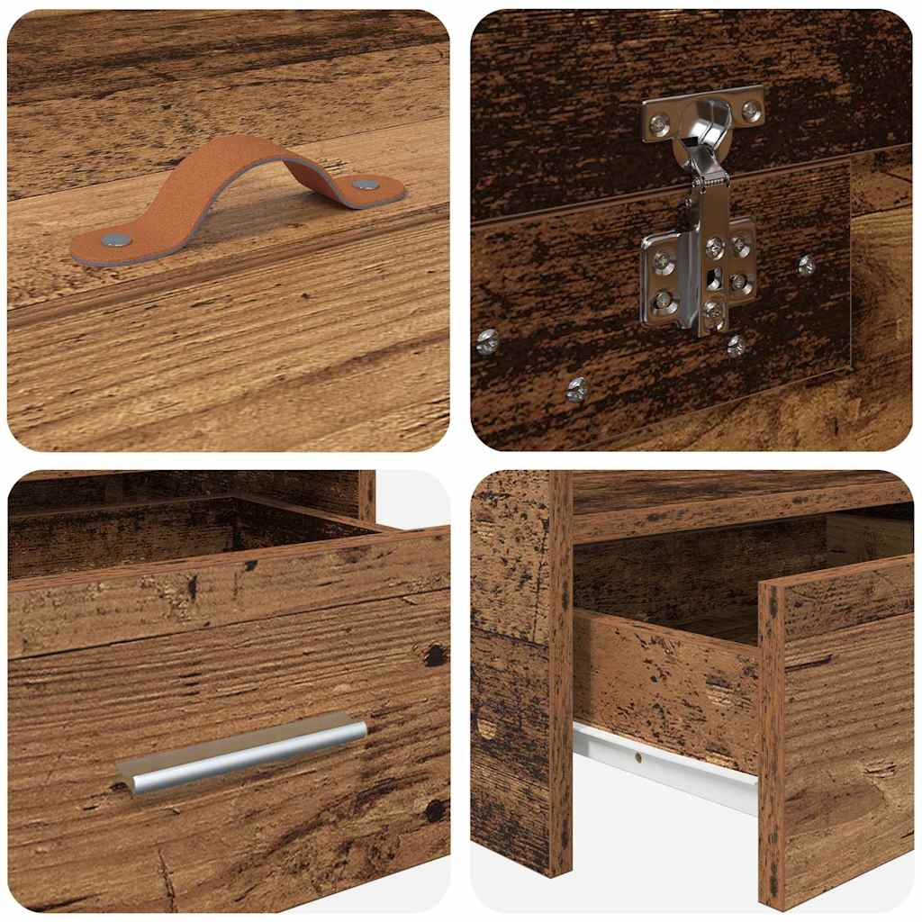 Storage Bed Frame Old Wood 90 x 200 cm Engineered wood