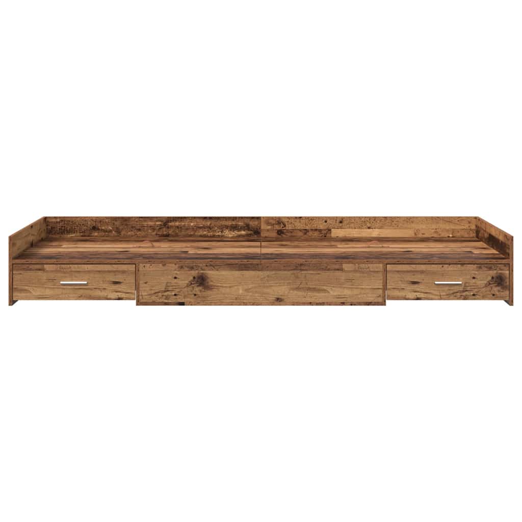 Storage Bed Frame Old Wood 90 x 200 cm Engineered wood