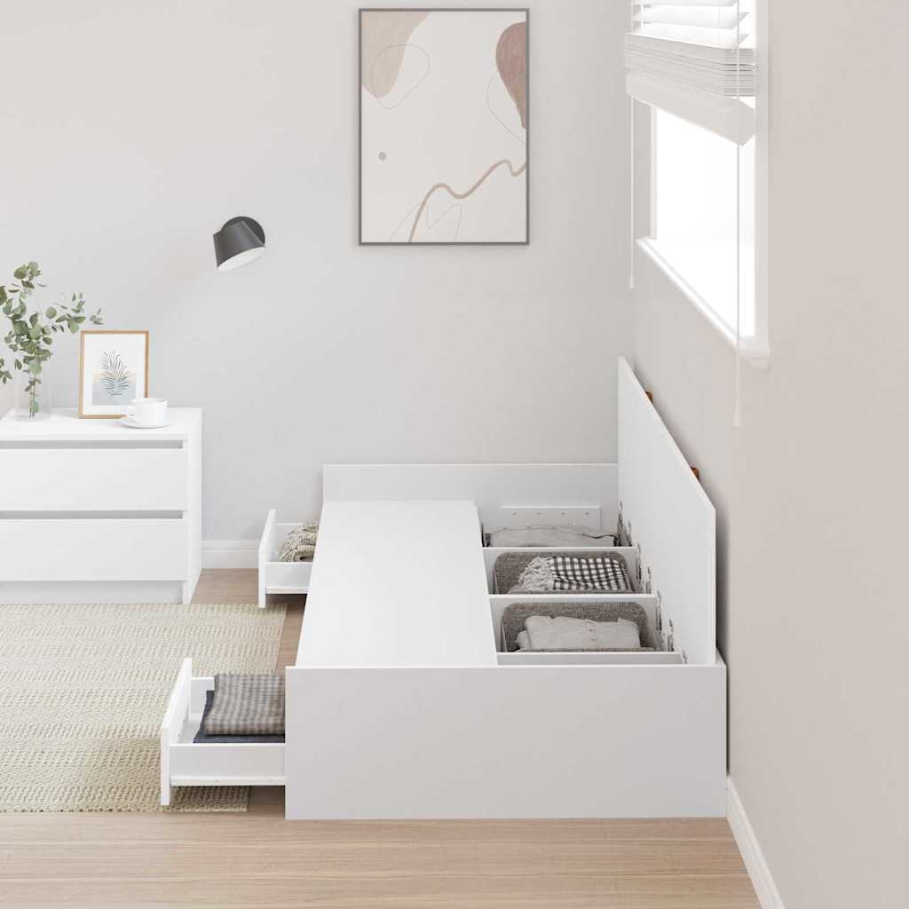 Storage Bed Frame with Drawer White 80 x 200 cm Engineered wood