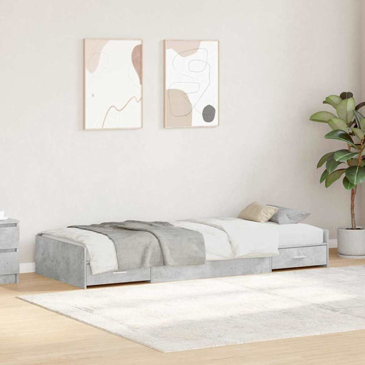 Storage Bed Frame Concrete Grey 80 x 200 cm Engineered wood