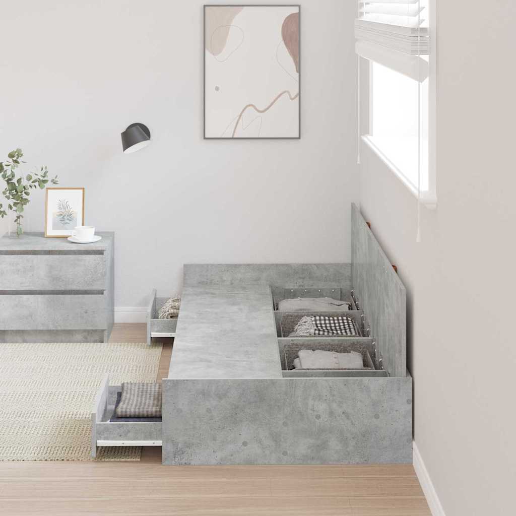 Storage Bed Frame Concrete Grey 80 x 200 cm Engineered wood