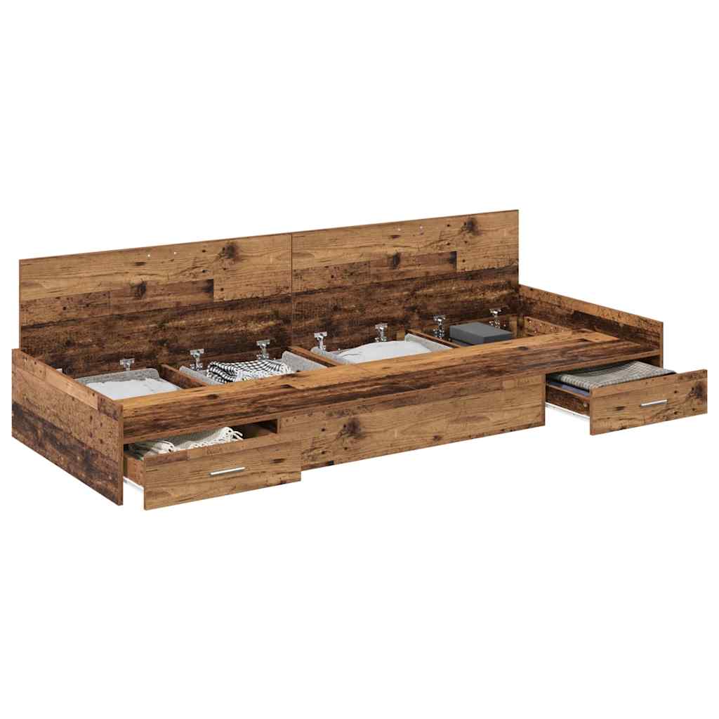 Storage Bed Frame Old Wood 80 x 200 cm Engineered wood