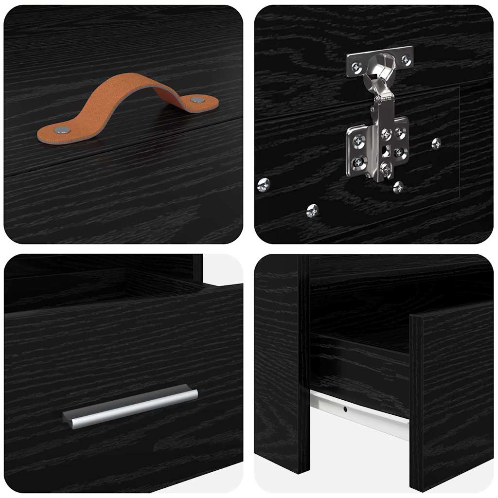 Storage Bed Frame Black Oak 75 x 190 cm Engineered wood