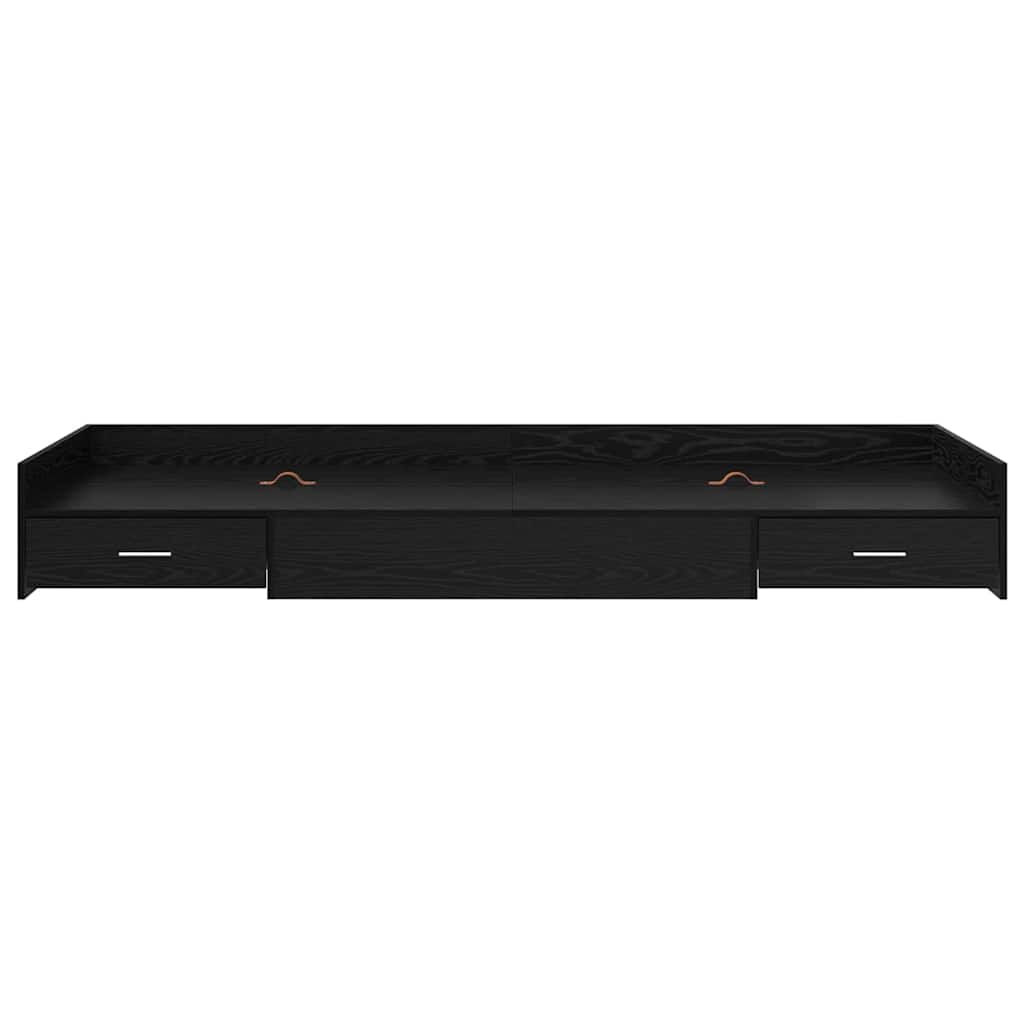 Storage Bed Frame Black Oak 75 x 190 cm Engineered wood