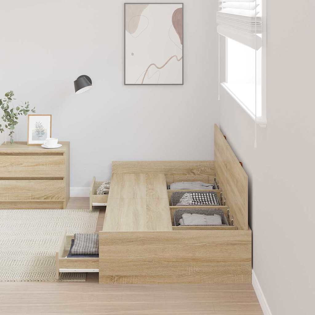 Storage Bed Frame Sonoma Oak 75 x 190 cm Engineered wood