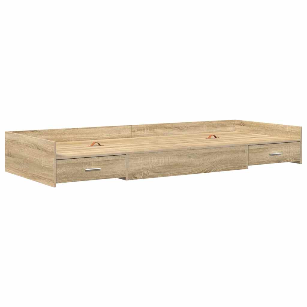 Storage Bed Frame Sonoma Oak 75 x 190 cm Engineered wood