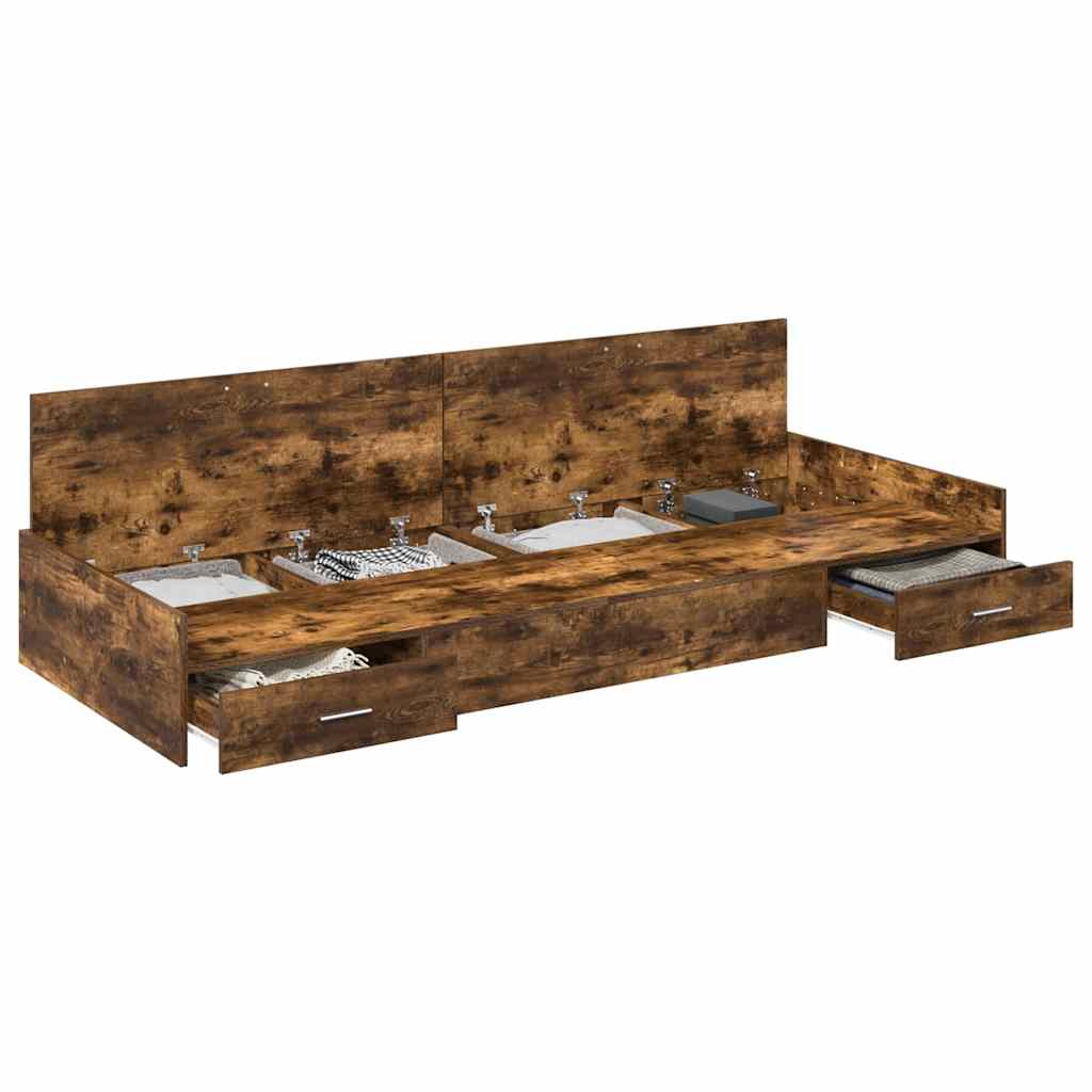 Storage Bed Frame Old Wood 75 x 190 cm Engineered wood