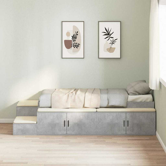 Storage Bed Frame with Drawer Concrete Grey 234 x 118 x 53.5 cm