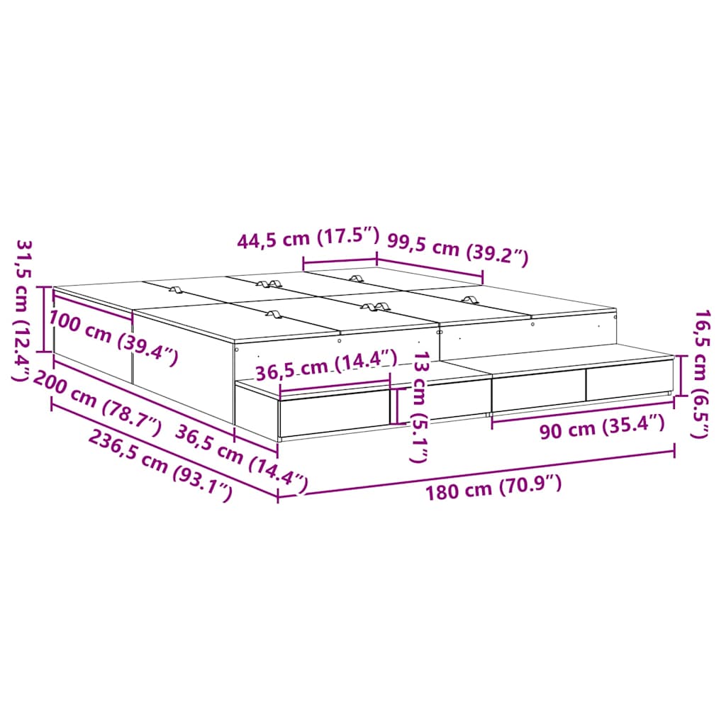 Storage Bed Frame with Drawer White 180 cm Engineered Wood