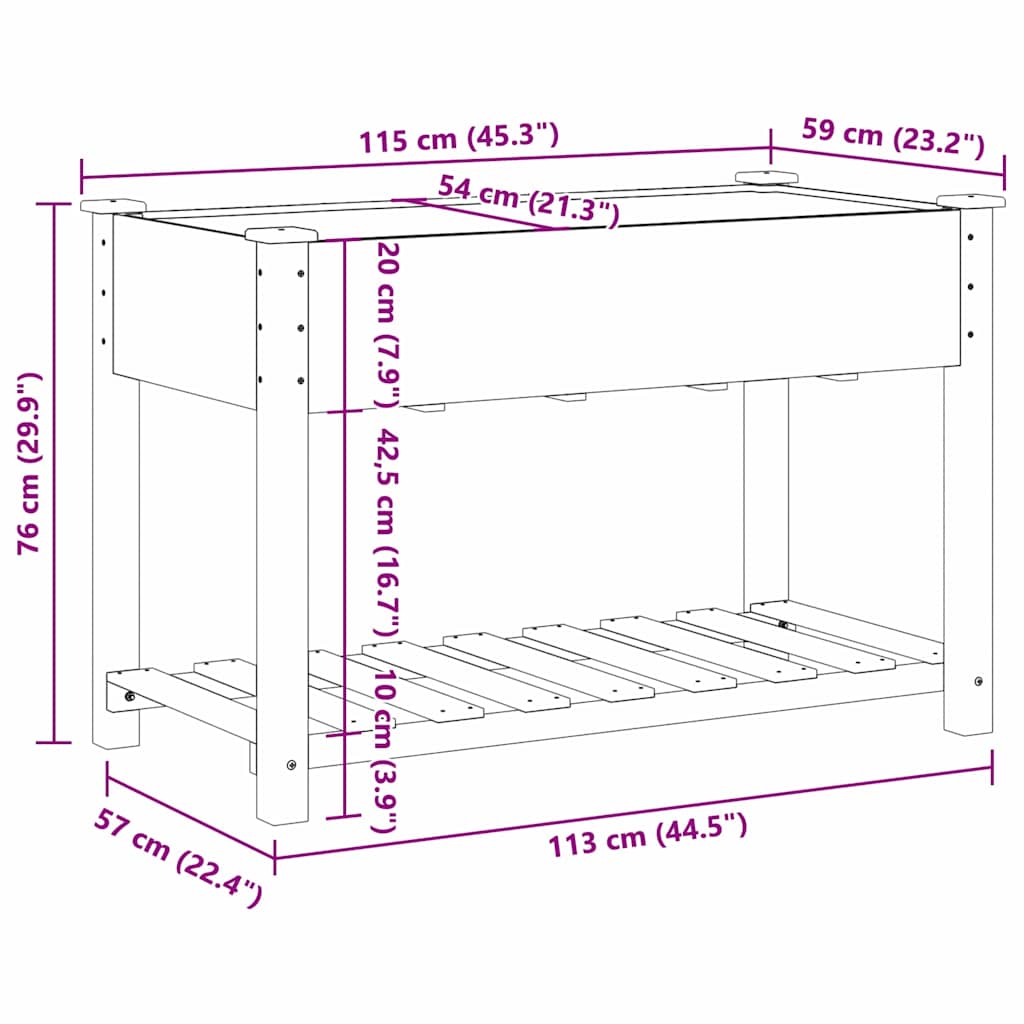 Garden Planter Beige 115 x 59 x 76.5 cm Solid fir wood