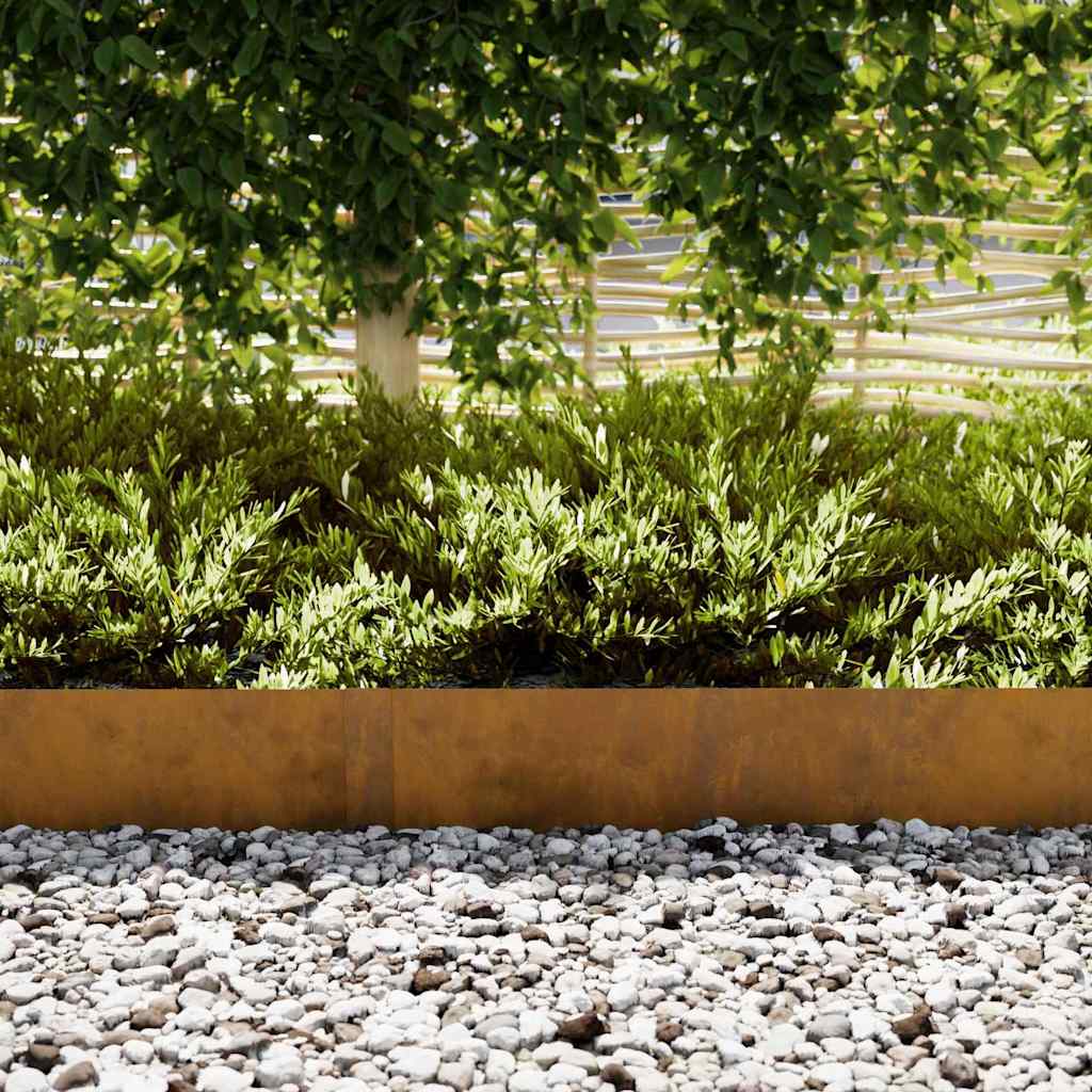 Lawn Edgings 50 pcs Brown 100 x 0.5 x 20 cm Weathering Steel