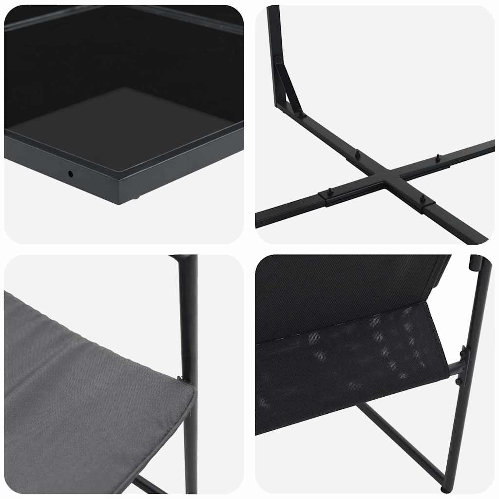 Garden Dining Set 17 pcs Black Steel