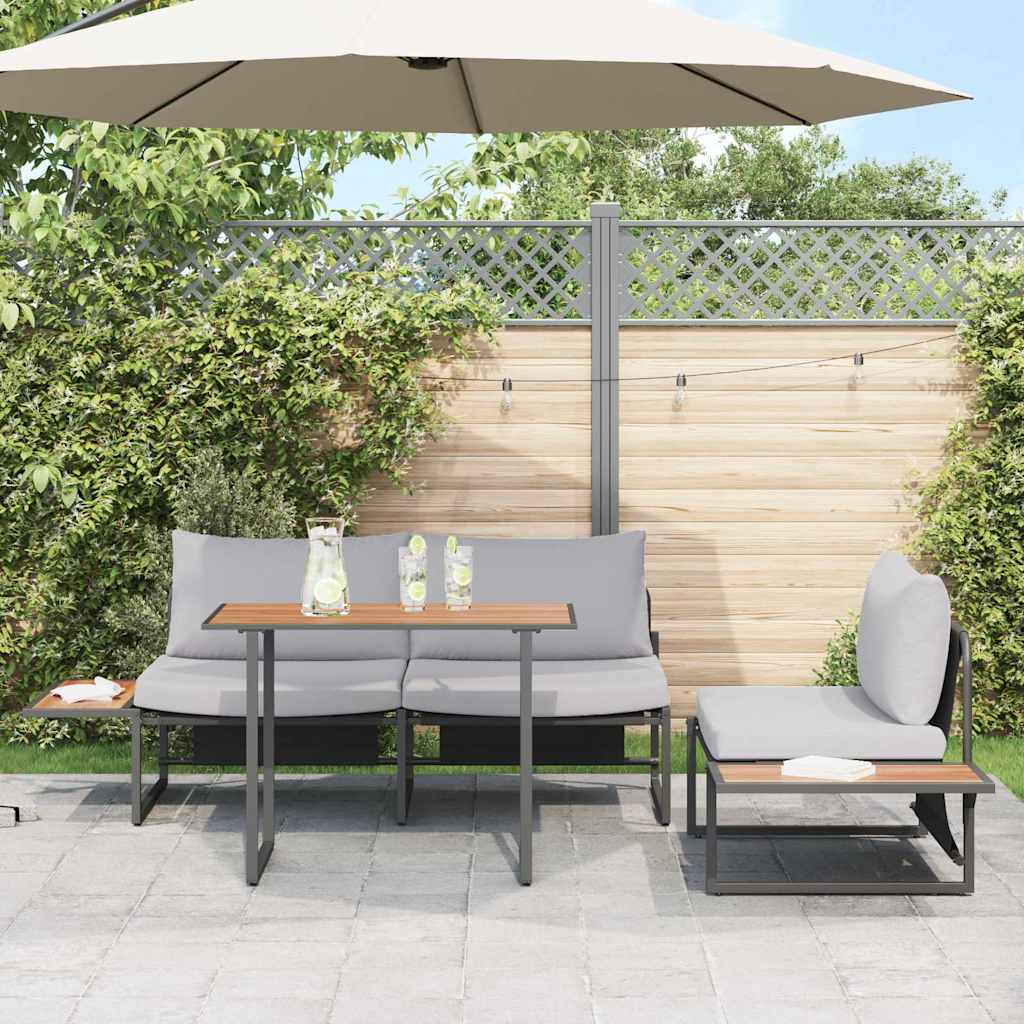 Garden Dining Set 3 pcs Light grey Steel
