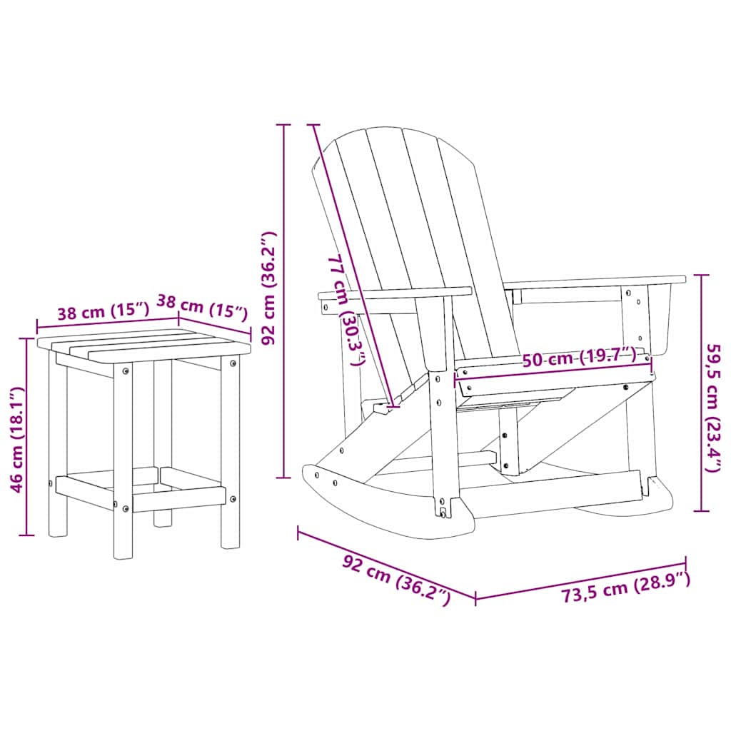 Garden Lounge Set Black HDPE
