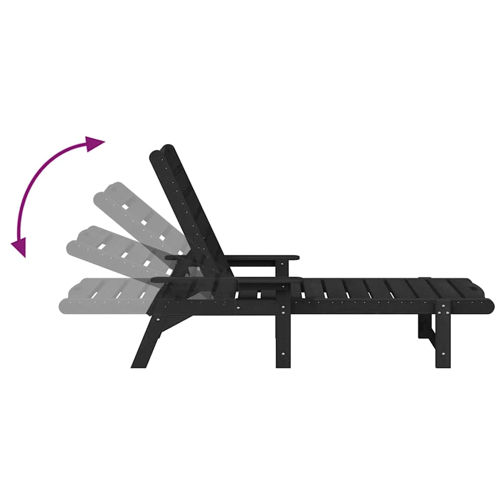 Garden Lounge Furniture Reclining 2 pcs Black 53 x 195.5 x 30cm