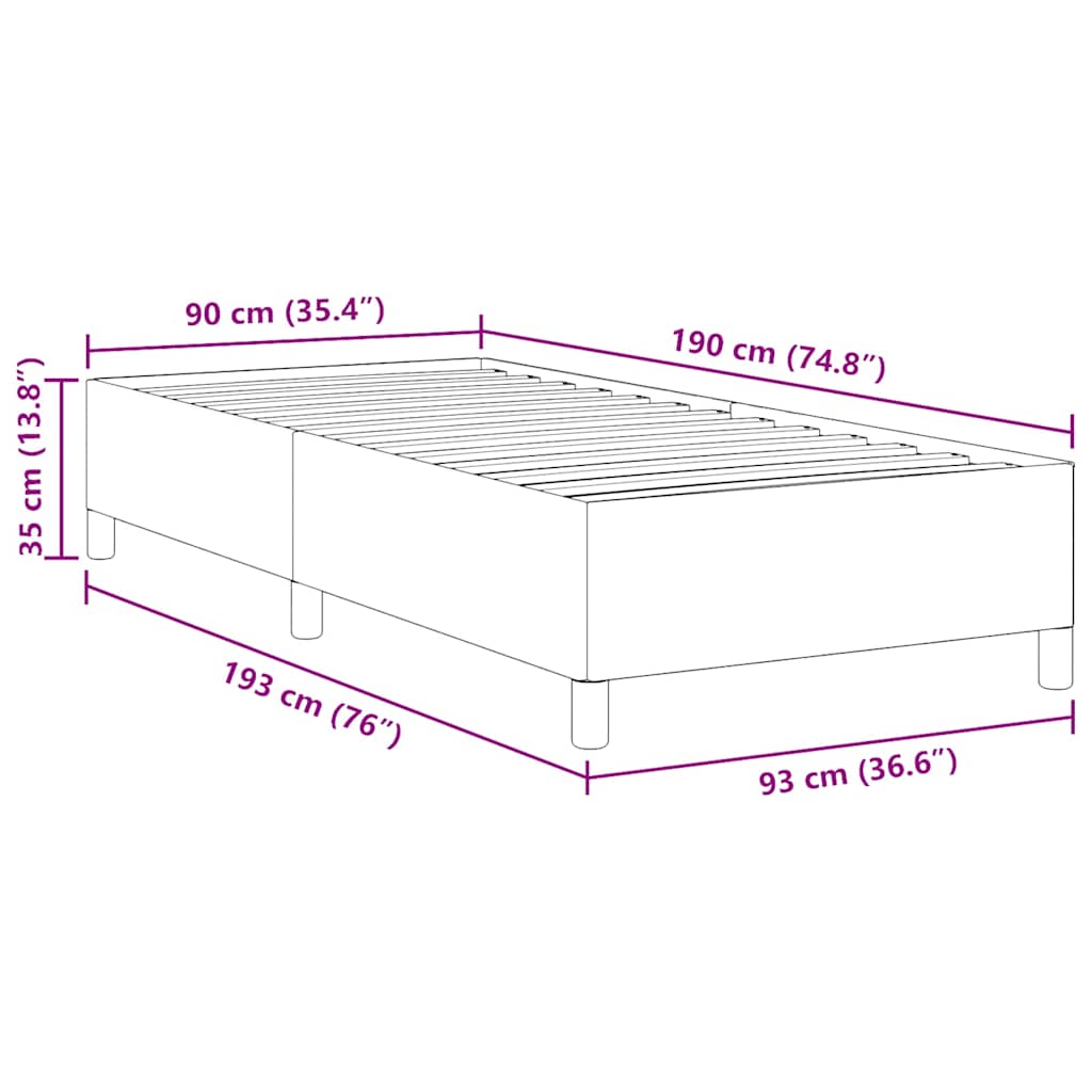 Bed Frame Light grey 90 x 190 cm Corduroy fabric