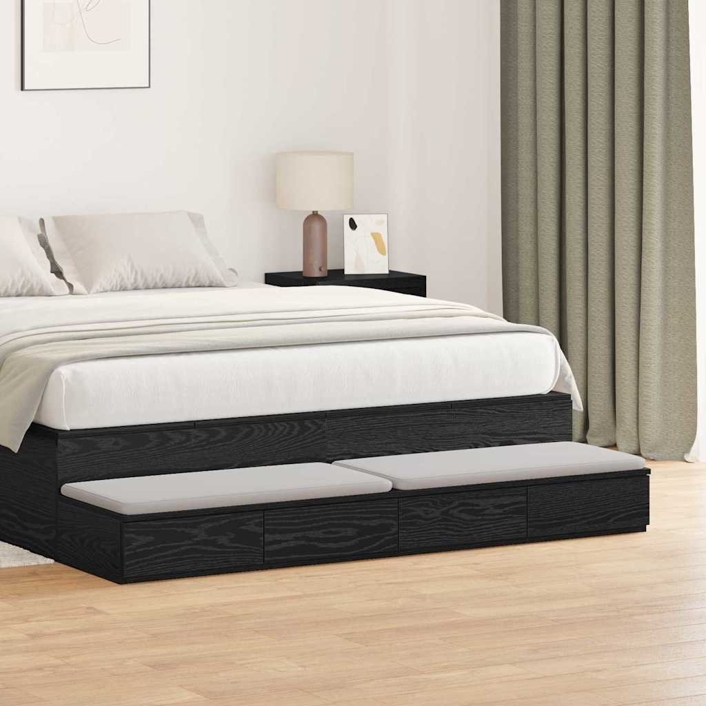 Bed Drawers Black oak 140 x 36.5 x 16.5 cm Engineered wood