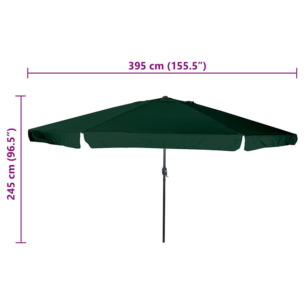 Garden Parasol Green and Black 395 x 395 x 245 cm