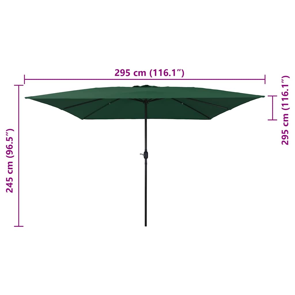 Garden Parasol Green and Black 295 x 295 x 245 cm