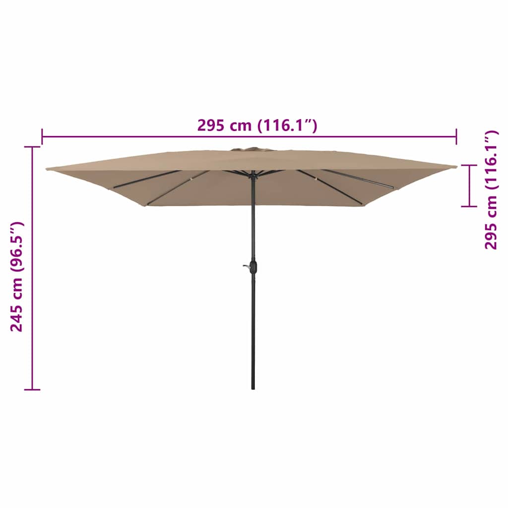 Garden Parasol Taupe and Black 295 x 295 x 245 cm