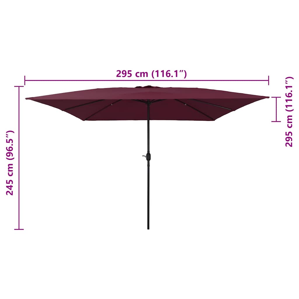 Garden Parasol Red and Black 295 x 295 x 245 cm