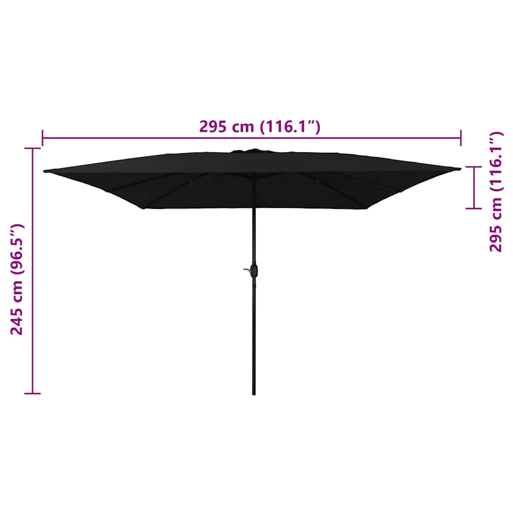 Garden Parasol Black 295 x 295 x 245 cm Polyester and Steel