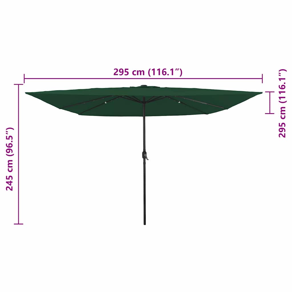 Garden Parasol Green and Black 295 x 295 x 245 cm