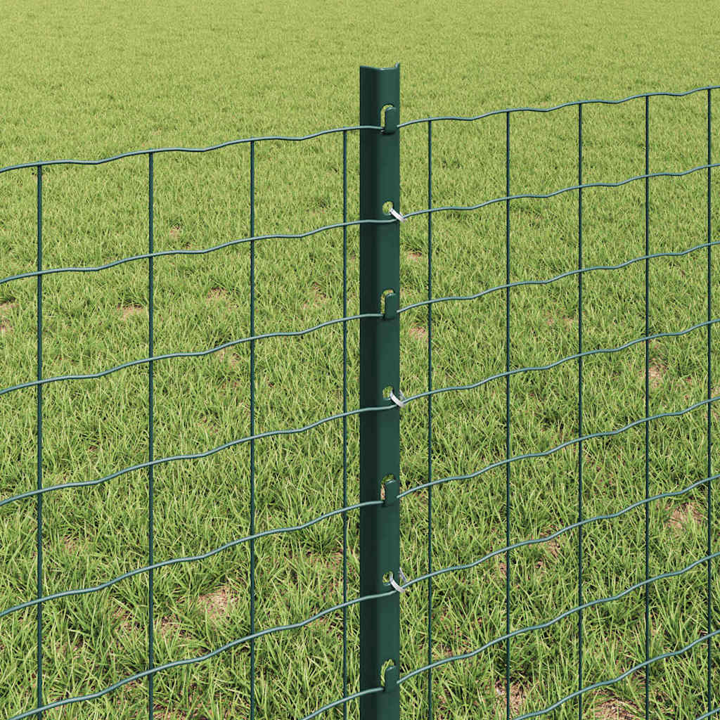 Fence Posts Height Adjustable Manual 44 pcs Green 100 cm Steel