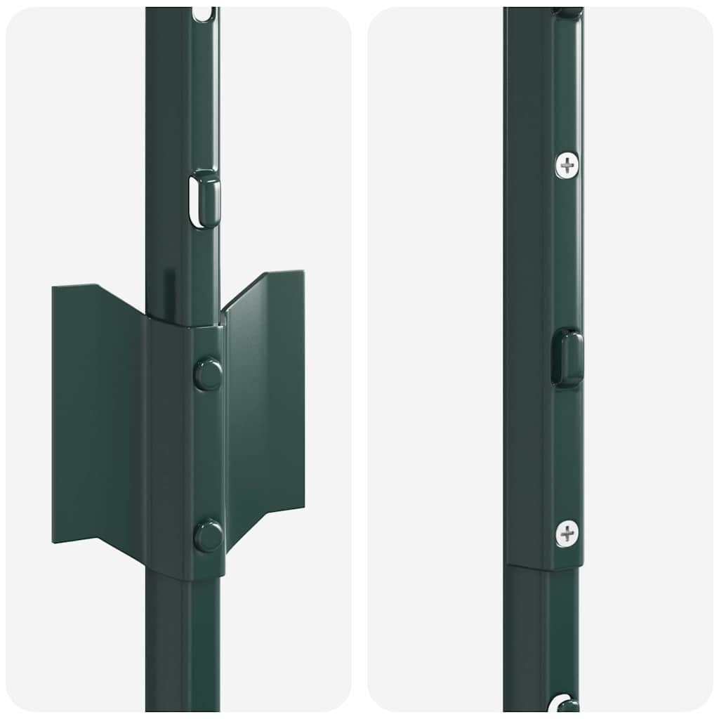 Fence Posts Height Adjustable Manual 44 pcs Green 180 cm Steel