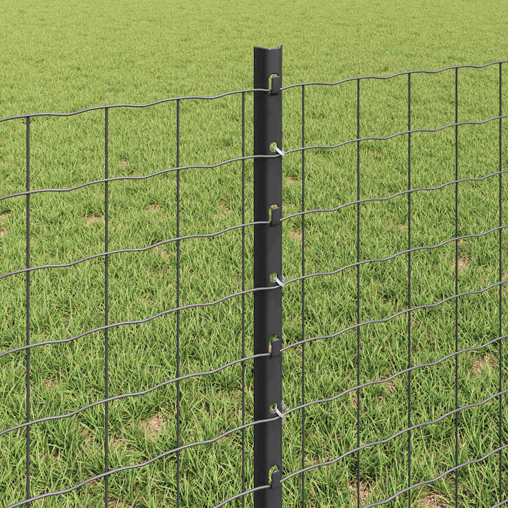 Fence Posts Height Adjustable Manual 22 pcs Grey 100 cm Steel