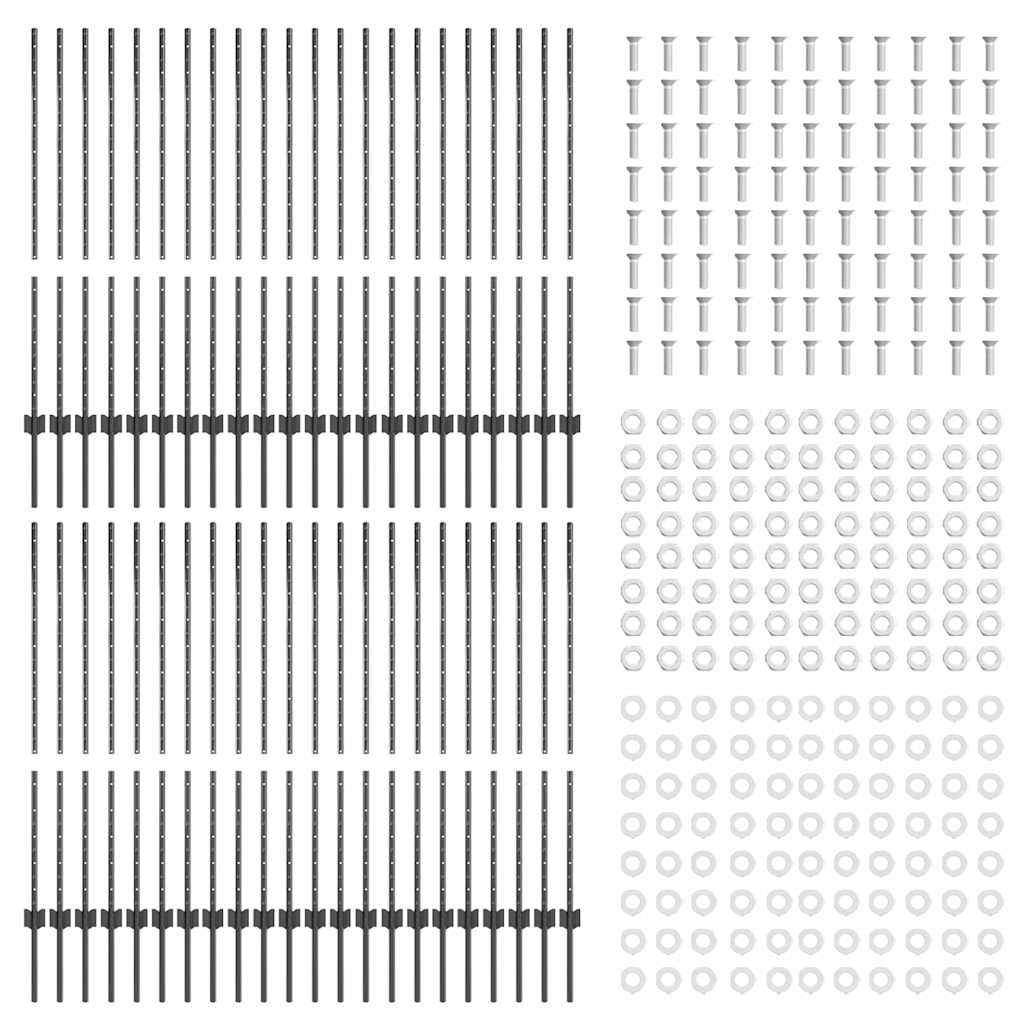 Fence Posts Height Adjustable Manual 88 pcs Grey 160 cm Steel