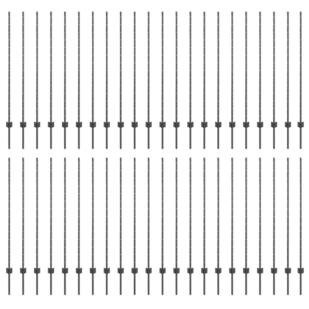 Fence Posts Height Adjustable Manual 88 pcs Grey 180 cm Steel