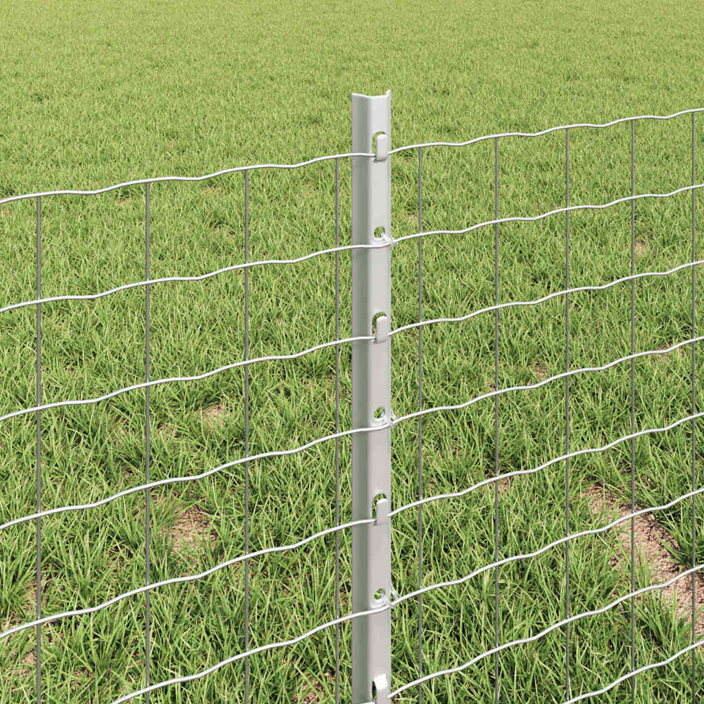Fence Posts Height Adjustable Manual 44 pcs Silver 80 cm Steel
