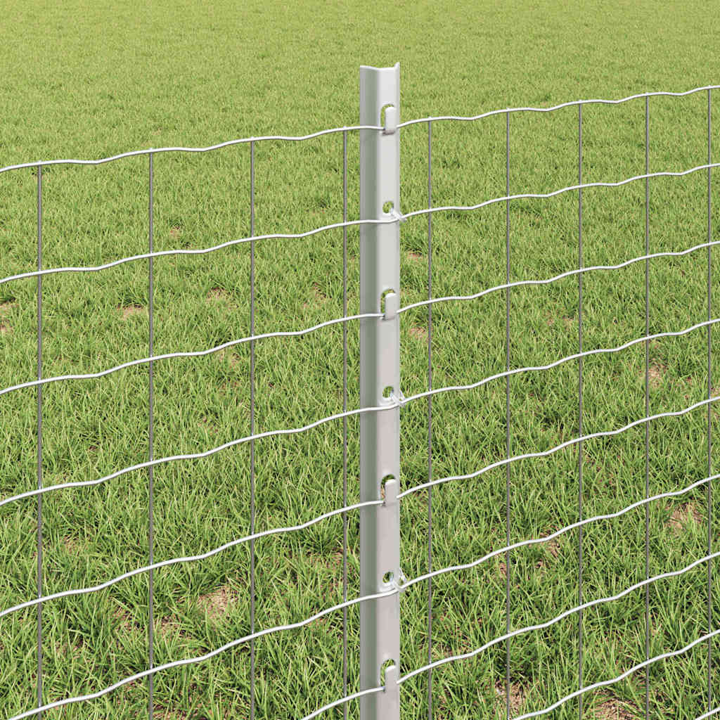 Fence Posts Height Adjustable Manual 22 pcs Silver 100 cm Steel