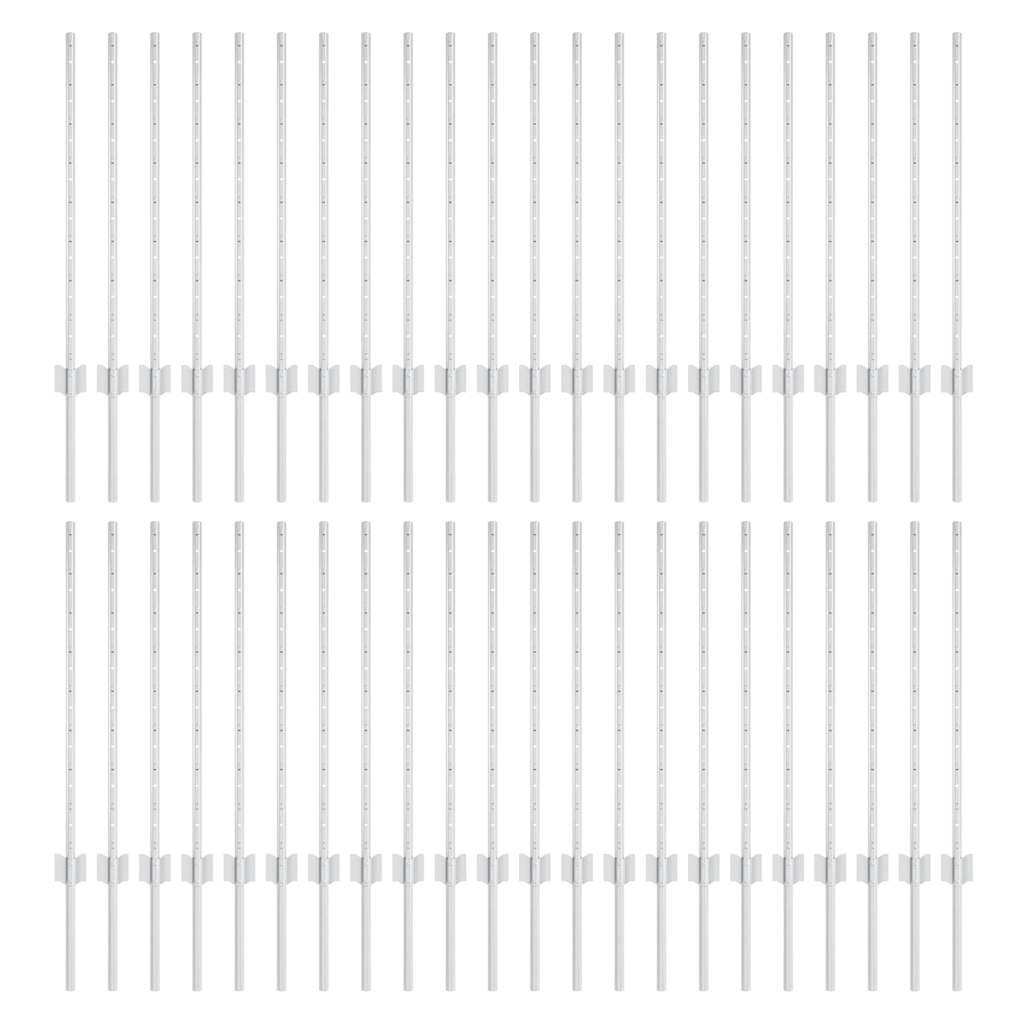 Fence Posts Height Adjustable Manual 44 pcs Silver 120 cm Steel