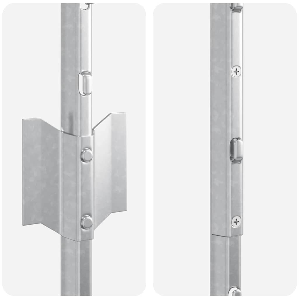 Fence Posts Height Adjustable Manual 44 pcs Silver 200 cm Steel