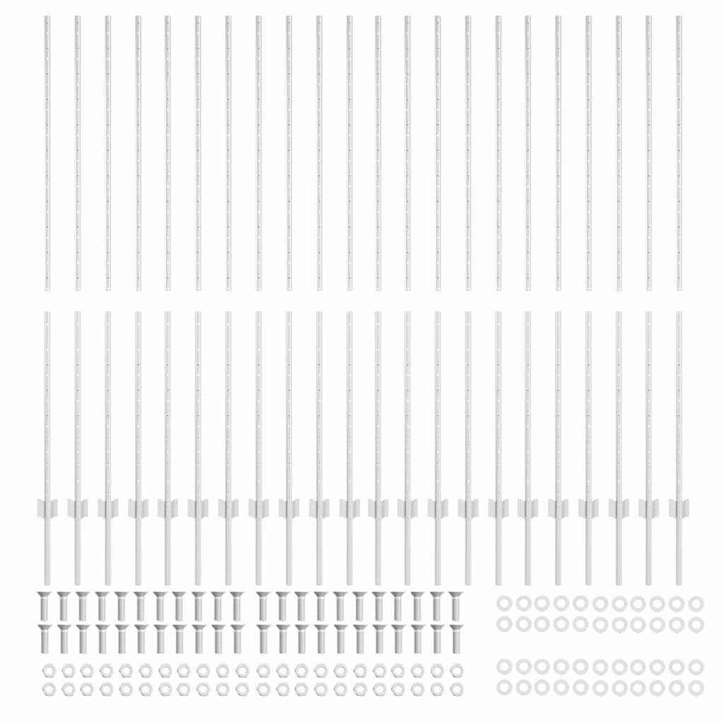 Fence Posts Height Adjustable Manual 44 pcs Silver 200 cm Steel
