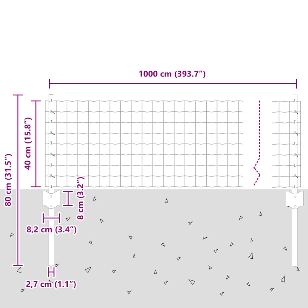 Fence with Posts Green 0.4 x 10 m Steel