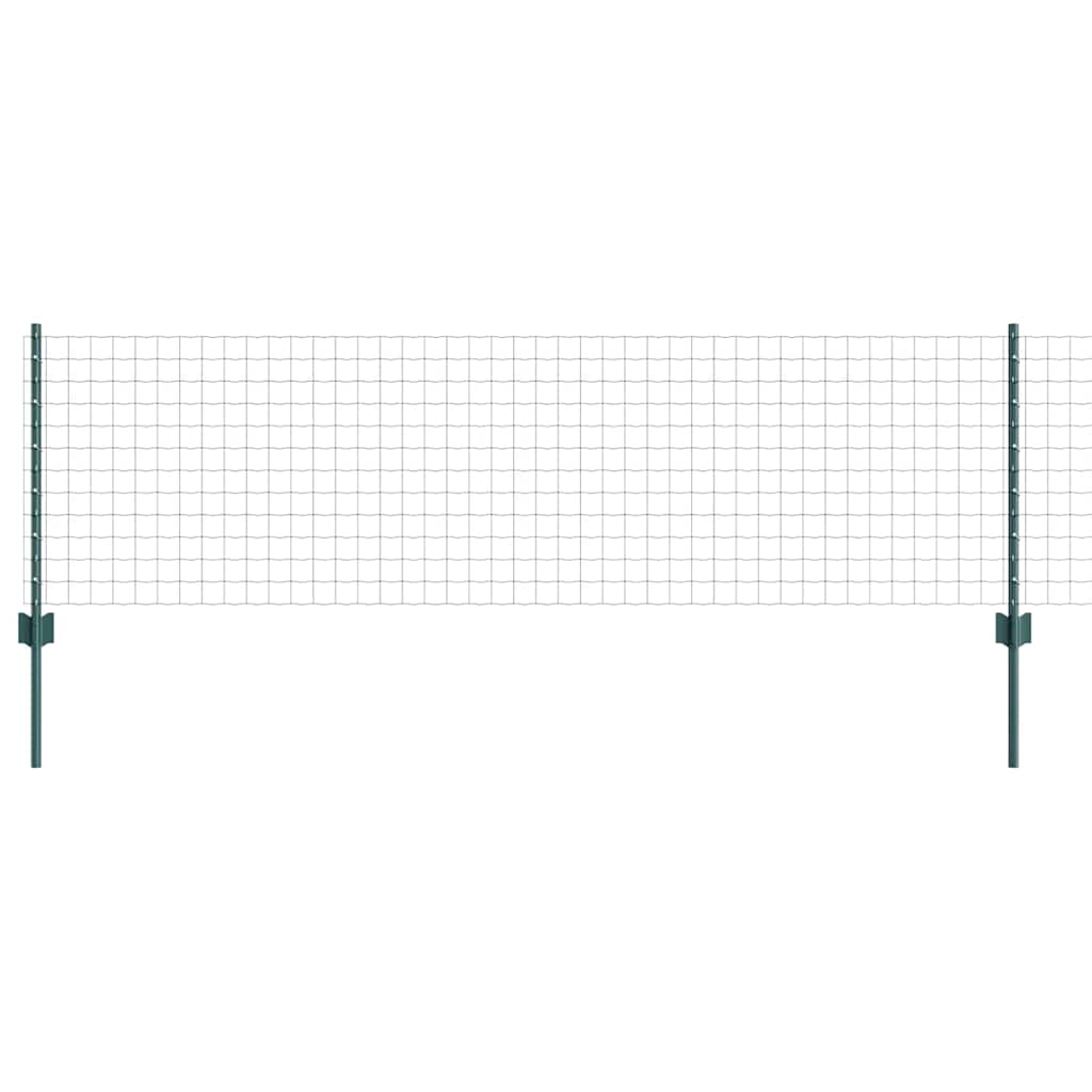 Fence with Posts Green 0.6 x 10 m Steel
