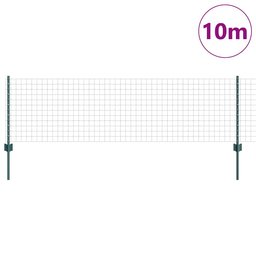 Fence with Posts Green 0.6 x 10 m Steel
