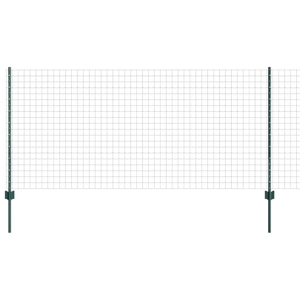Fence with Posts Green 1 x 10 m Steel