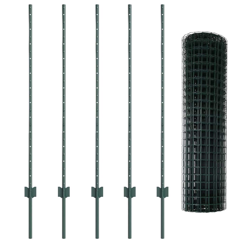 Fence with Posts Green 1.2 x 10 m Steel